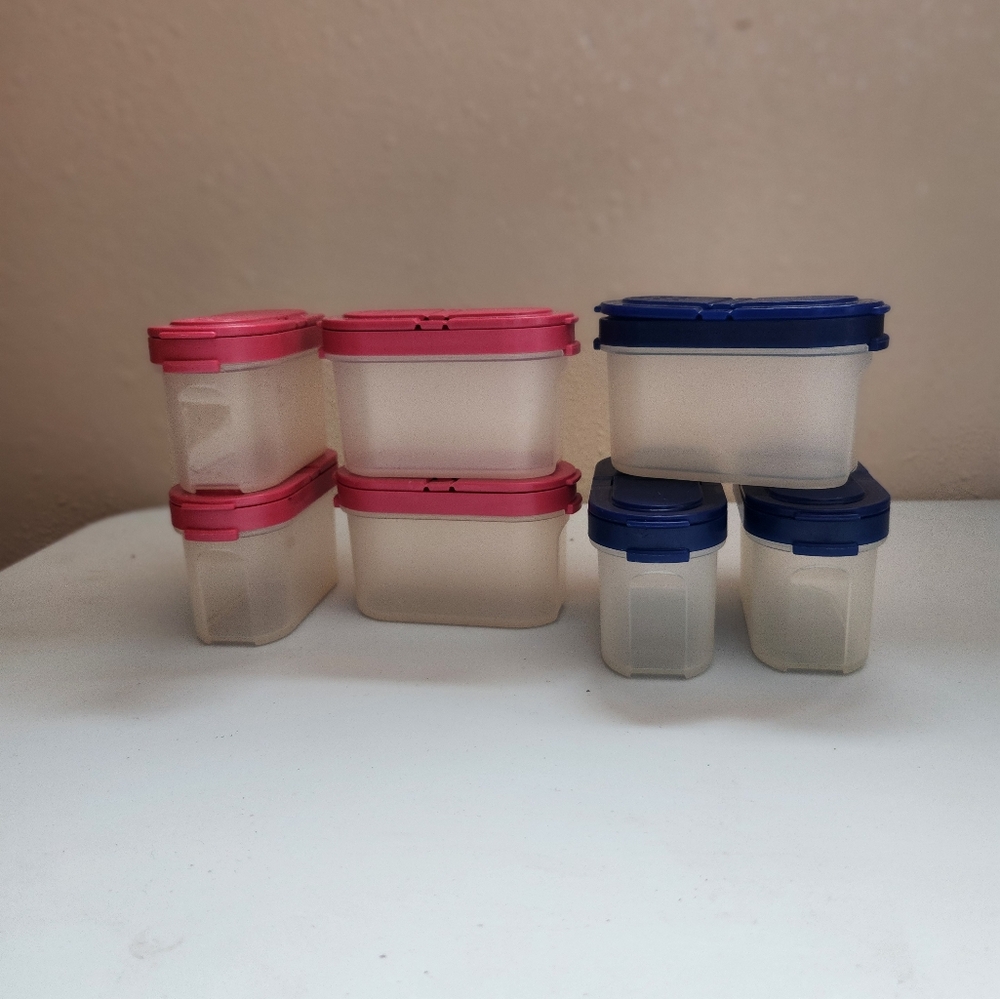 Blue and Red Airtight Food Storage Containers